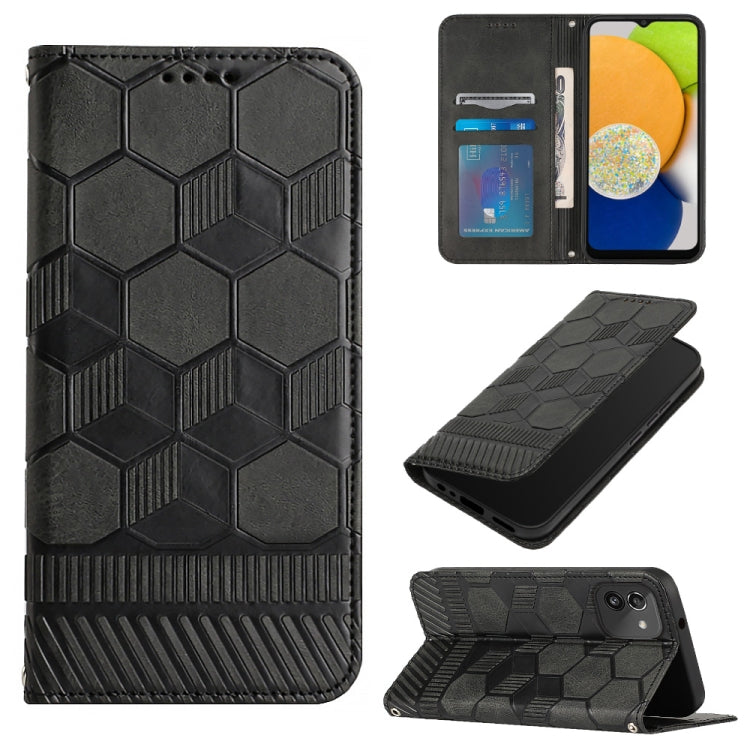 Custodia per telefono a conchiglia in pelle magnetica con trama di calcio, For Samsung Galaxy S22+ 5G, For Samsung Galaxy S22 Ultra 5G, For Samsung Galaxy A03 166mm, For Samsung Galaxy A13 4G