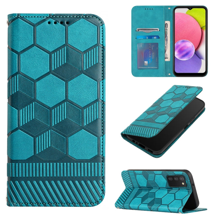 Custodia per telefono a conchiglia in pelle magnetica con trama di calcio, For Samsung Galaxy A03 164mm, For Samsung Galaxy A03s 164mm India, For Samsung Galaxy A03s 165.8mm US Version, For Samsung Galaxy A03s 166.5mm EU Version