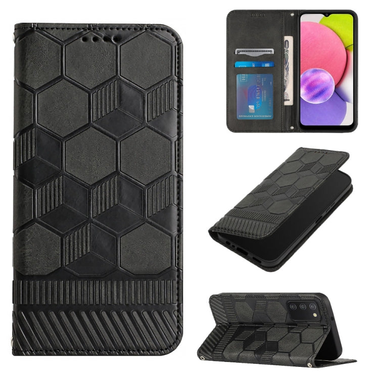 Custodia per telefono a conchiglia in pelle magnetica con trama di calcio, For Samsung Galaxy A03 164mm, For Samsung Galaxy A03s 164mm India, For Samsung Galaxy A03s 165.8mm US Version, For Samsung Galaxy A03s 166.5mm EU Version