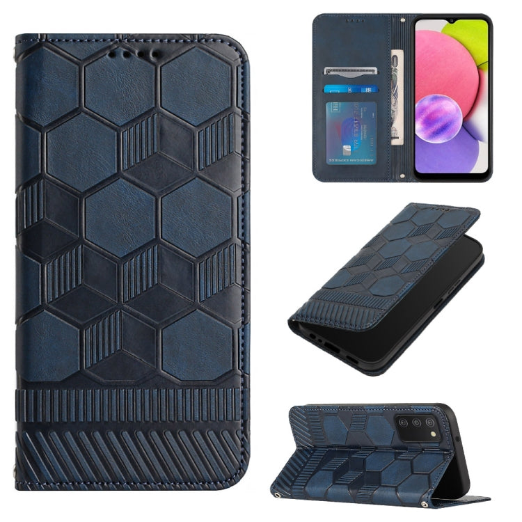 Custodia per telefono a conchiglia in pelle magnetica con trama di calcio, For Samsung Galaxy A03 164mm, For Samsung Galaxy A03s 164mm India, For Samsung Galaxy A03s 165.8mm US Version, For Samsung Galaxy A03s 166.5mm EU Version