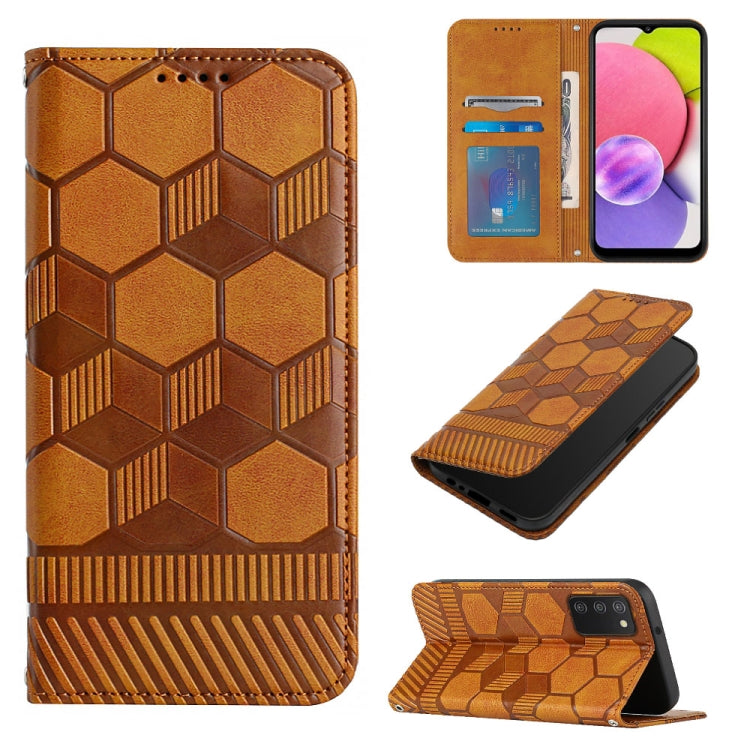 Custodia per telefono a conchiglia in pelle magnetica con trama di calcio, For Samsung Galaxy A03 164mm, For Samsung Galaxy A03s 164mm India, For Samsung Galaxy A03s 165.8mm US Version, For Samsung Galaxy A03s 166.5mm EU Version