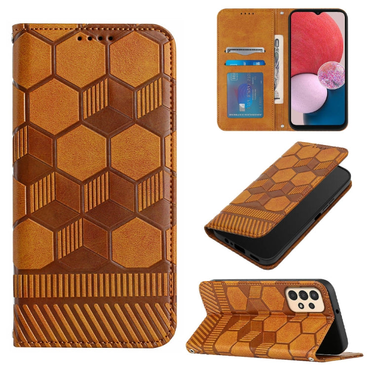 Custodia per telefono a conchiglia in pelle magnetica con trama di calcio, For Samsung Galaxy S22+ 5G, For Samsung Galaxy S22 Ultra 5G, For Samsung Galaxy A03 166mm, For Samsung Galaxy A13 4G