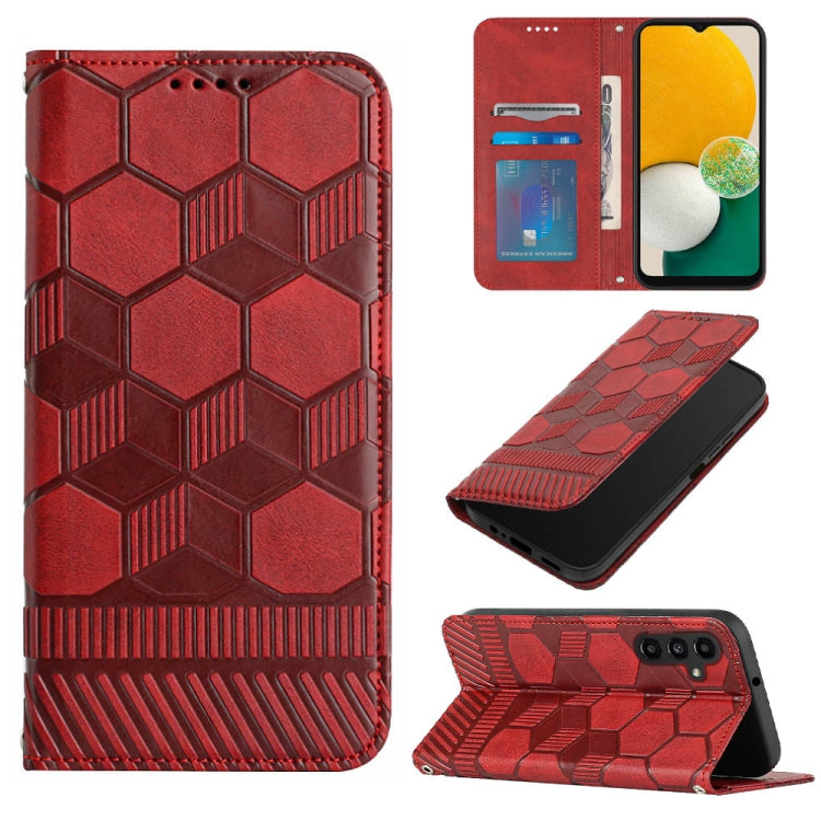 Custodia per telefono a conchiglia in pelle magnetica con trama di calcio, For Samsung Galaxy A12 5G / M12 / F12, For Samsung Galaxy A13 5G, For Samsung Galaxy A23 5G, For Samsung Galaxy A33 5G