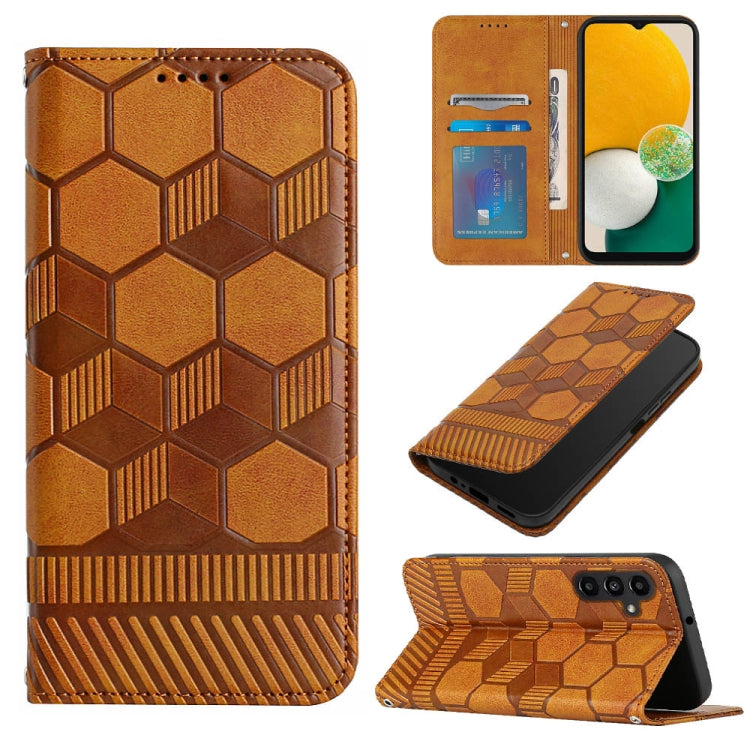 Custodia per telefono a conchiglia in pelle magnetica con trama di calcio, For Samsung Galaxy A12 5G / M12 / F12, For Samsung Galaxy A13 5G, For Samsung Galaxy A23 5G, For Samsung Galaxy A33 5G