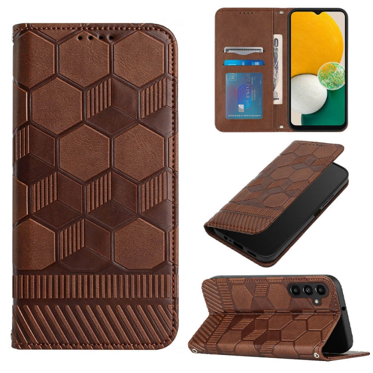 Custodia per telefono a conchiglia in pelle magnetica con trama di calcio, For Samsung Galaxy A12 5G / M12 / F12, For Samsung Galaxy A13 5G, For Samsung Galaxy A23 5G, For Samsung Galaxy A33 5G