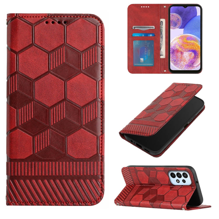 Custodia per telefono a conchiglia in pelle magnetica con trama di calcio, For Samsung Galaxy A12 5G / M12 / F12, For Samsung Galaxy A13 5G, For Samsung Galaxy A23 5G, For Samsung Galaxy A33 5G