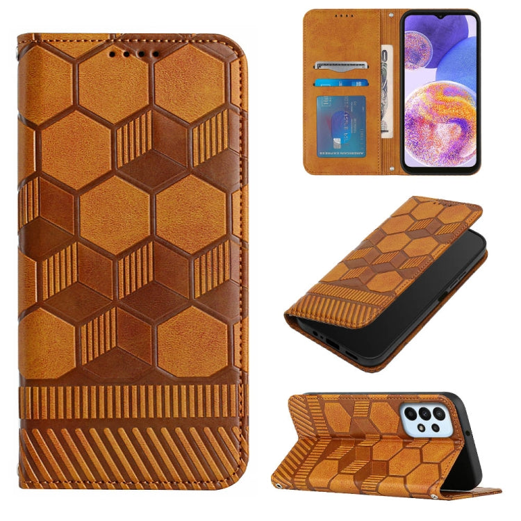 Custodia per telefono a conchiglia in pelle magnetica con trama di calcio, For Samsung Galaxy A12 5G / M12 / F12, For Samsung Galaxy A13 5G, For Samsung Galaxy A23 5G, For Samsung Galaxy A33 5G