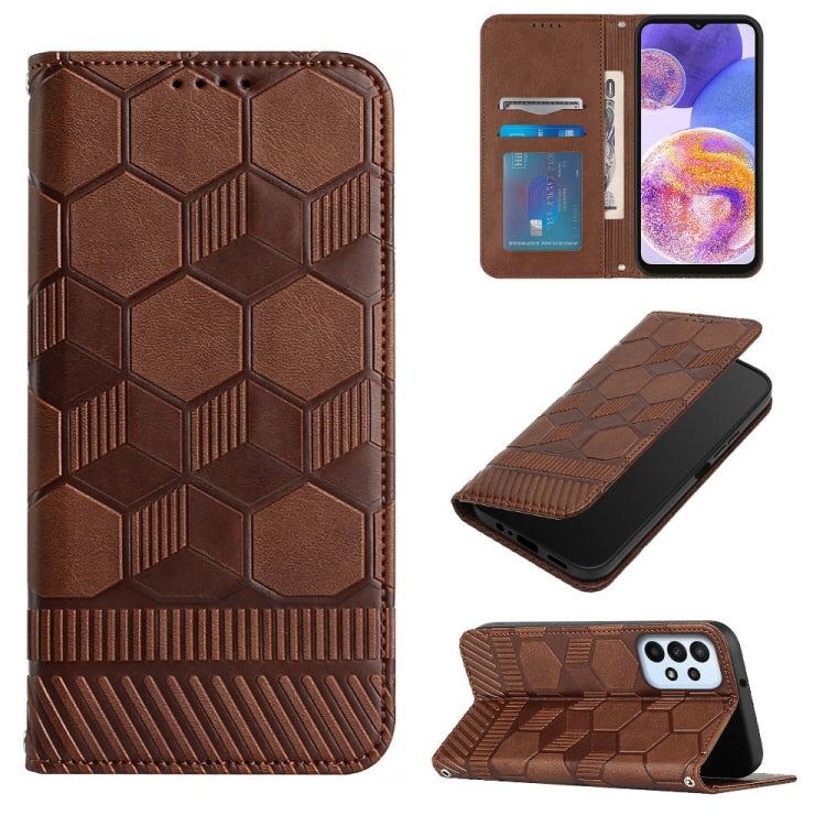 Custodia per telefono a conchiglia in pelle magnetica con trama di calcio, For Samsung Galaxy A12 5G / M12 / F12, For Samsung Galaxy A13 5G, For Samsung Galaxy A23 5G, For Samsung Galaxy A33 5G