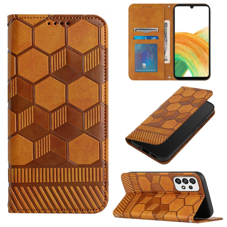 Custodia per telefono a conchiglia in pelle magnetica con trama di calcio, For Samsung Galaxy A12 5G / M12 / F12, For Samsung Galaxy A13 5G, For Samsung Galaxy A23 5G, For Samsung Galaxy A33 5G