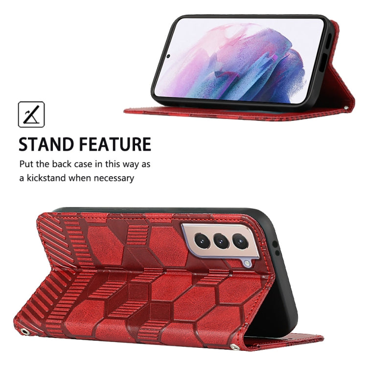 Custodia per telefono a conchiglia in pelle magnetica con trama di calcio, For Samsung Galaxy S21+ 5G, For Samsung Galaxy S21 Ultra 5G, For Samsung Galaxy S21 FE, For Samsung Galaxy S22 5G