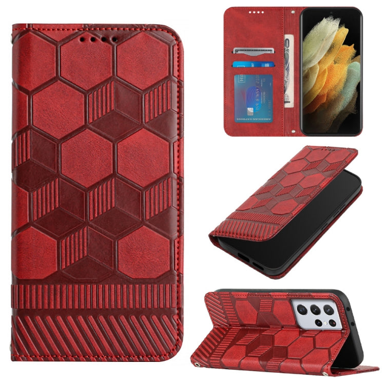 Custodia per telefono a conchiglia in pelle magnetica con trama di calcio, For Samsung Galaxy S21+ 5G, For Samsung Galaxy S21 Ultra 5G, For Samsung Galaxy S21 FE, For Samsung Galaxy S22 5G