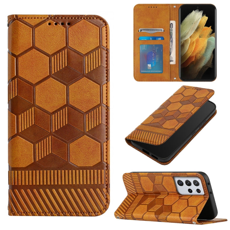 Custodia per telefono a conchiglia in pelle magnetica con trama di calcio, For Samsung Galaxy S21+ 5G, For Samsung Galaxy S21 Ultra 5G, For Samsung Galaxy S21 FE, For Samsung Galaxy S22 5G