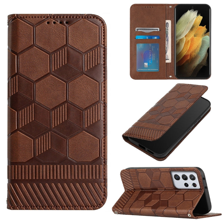 Custodia per telefono a conchiglia in pelle magnetica con trama di calcio, For Samsung Galaxy S21+ 5G, For Samsung Galaxy S21 Ultra 5G, For Samsung Galaxy S21 FE, For Samsung Galaxy S22 5G