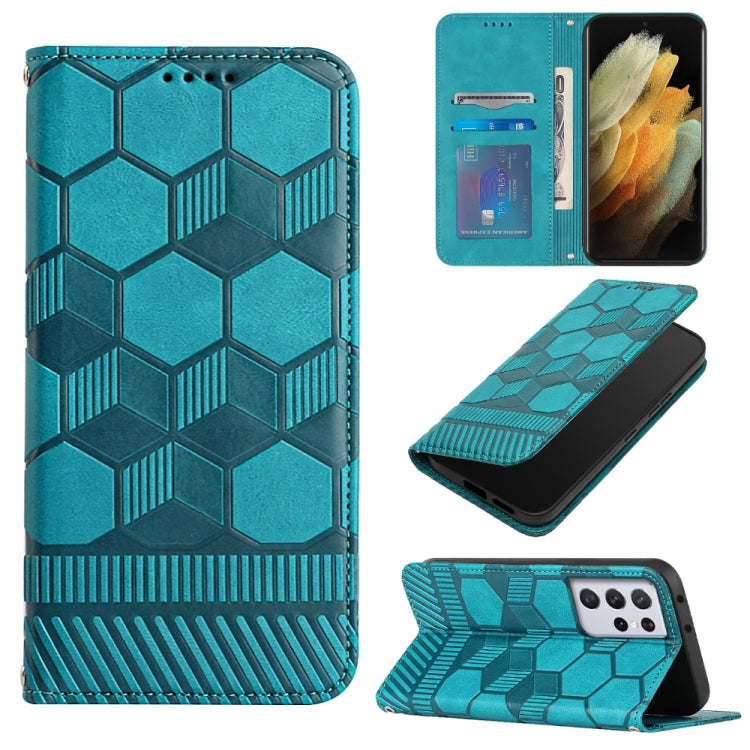 Custodia per telefono a conchiglia in pelle magnetica con trama di calcio, For Samsung Galaxy S21+ 5G, For Samsung Galaxy S21 Ultra 5G, For Samsung Galaxy S21 FE, For Samsung Galaxy S22 5G