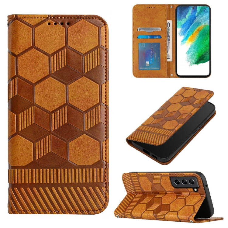 Custodia per telefono a conchiglia in pelle magnetica con trama di calcio, For Samsung Galaxy S21+ 5G, For Samsung Galaxy S21 Ultra 5G, For Samsung Galaxy S21 FE, For Samsung Galaxy S22 5G