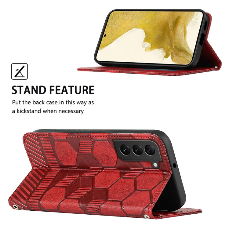 Custodia per telefono a conchiglia in pelle magnetica con trama di calcio, For Samsung Galaxy S22+ 5G, For Samsung Galaxy S22 Ultra 5G, For Samsung Galaxy A03 166mm, For Samsung Galaxy A13 4G