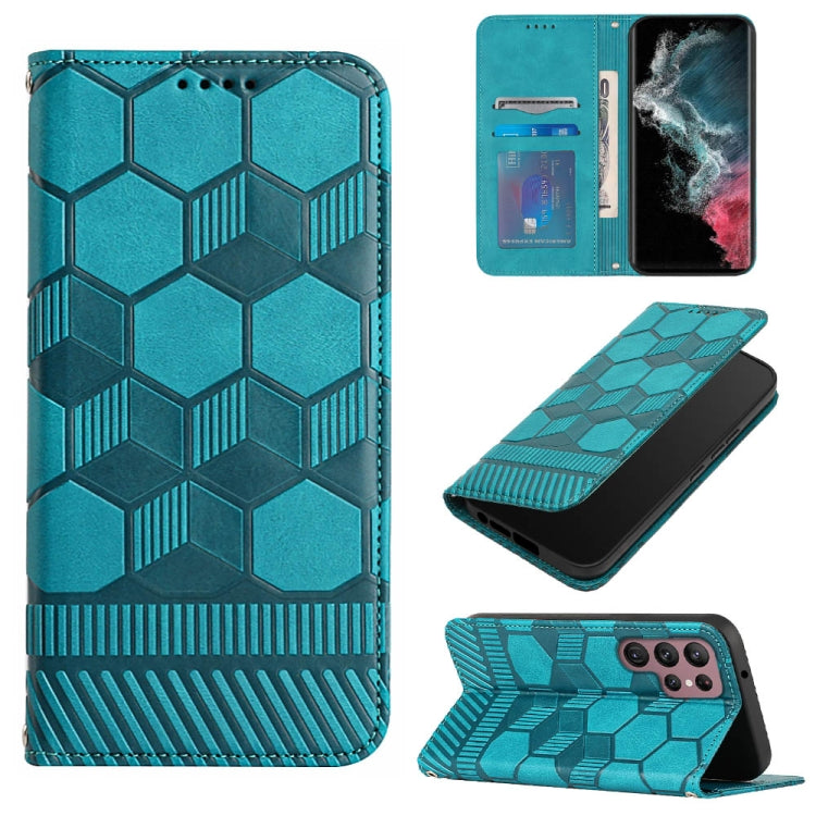 Custodia per telefono a conchiglia in pelle magnetica con trama di calcio, For Samsung Galaxy S22+ 5G, For Samsung Galaxy S22 Ultra 5G, For Samsung Galaxy A03 166mm, For Samsung Galaxy A13 4G