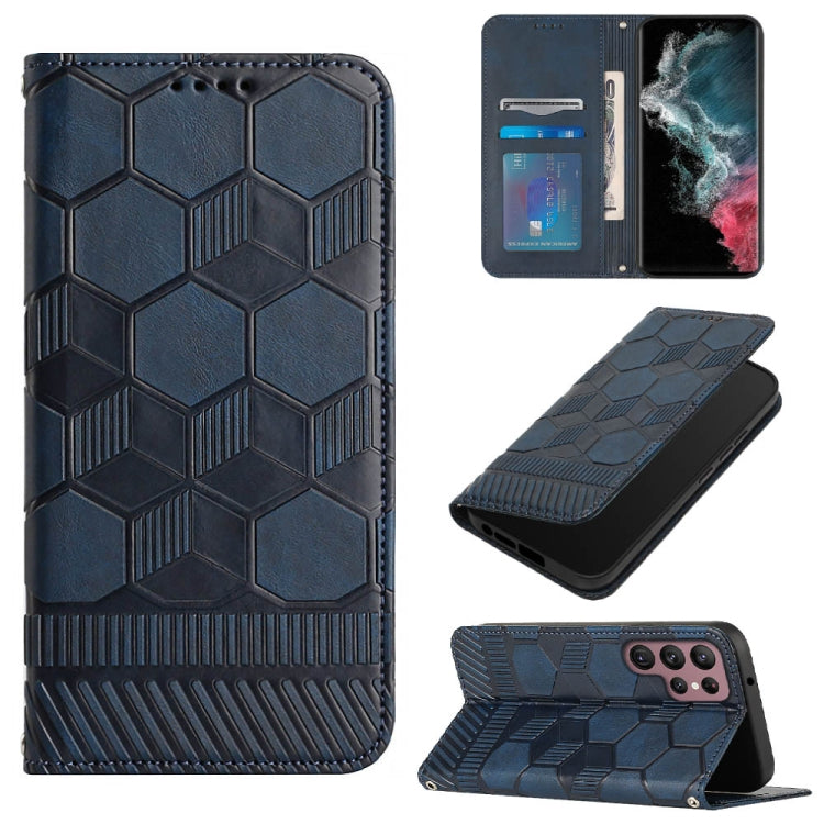 Custodia per telefono a conchiglia in pelle magnetica con trama di calcio, For Samsung Galaxy S22+ 5G, For Samsung Galaxy S22 Ultra 5G, For Samsung Galaxy A03 166mm, For Samsung Galaxy A13 4G