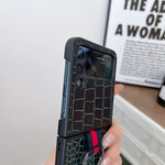 Custodia per cellulare in vera pelle di coccodrillo con anello, For Samsung Galaxy Z Flip4