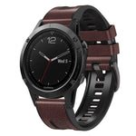 Per cinturino Garmin Fenix 7X in silicone + cinturino a sgancio rapido in pelle