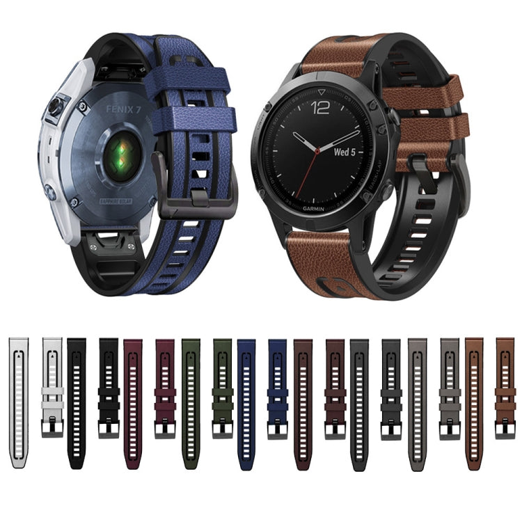 Per cinturino Garmin Fenix 7X in silicone + cinturino a sgancio rapido in pelle