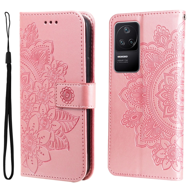 Custodia in pelle goffrata con fiori a 7 petali, For Xiaomi Redmi K40S / Poco F4, For Xiaomi Redmi Note 11T Pro/Poco X4 GT