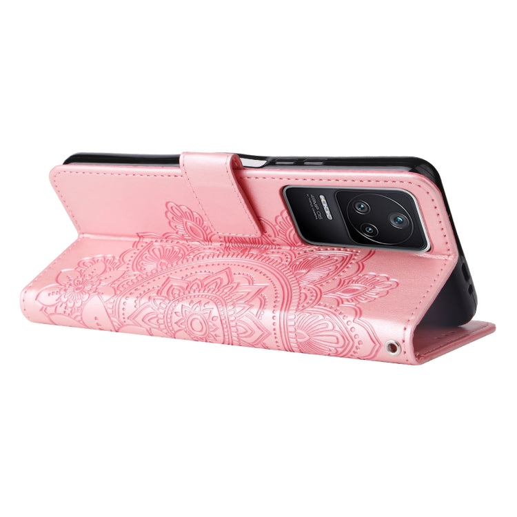 Custodia in pelle goffrata con fiori a 7 petali, For Xiaomi Redmi K40S / Poco F4, For Xiaomi Redmi Note 11T Pro/Poco X4 GT