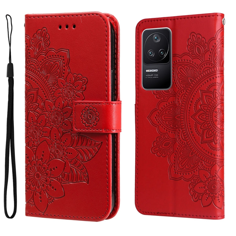 Custodia in pelle goffrata con fiori a 7 petali, For Xiaomi Redmi K40S / Poco F4, For Xiaomi Redmi Note 11T Pro/Poco X4 GT