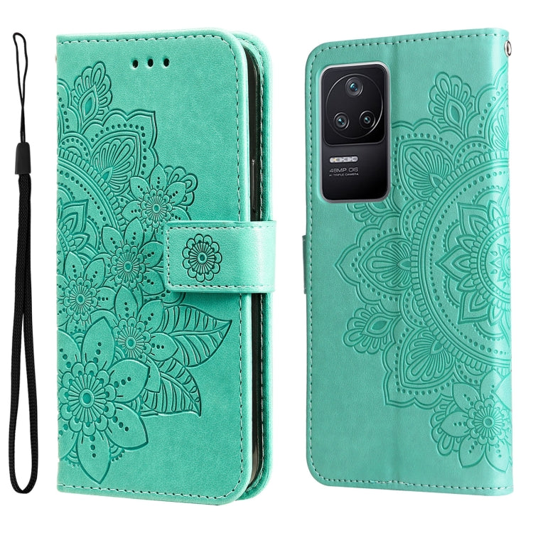 Custodia in pelle goffrata con fiori a 7 petali, For Xiaomi Redmi K40S / Poco F4, For Xiaomi Redmi Note 11T Pro/Poco X4 GT