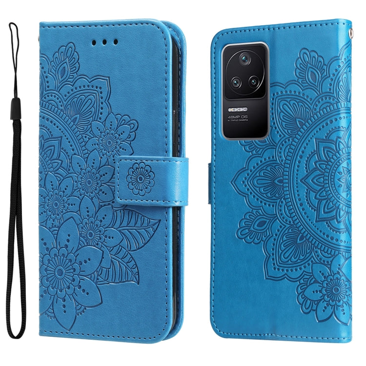 Custodia in pelle goffrata con fiori a 7 petali, For Xiaomi Redmi K40S / Poco F4, For Xiaomi Redmi Note 11T Pro/Poco X4 GT