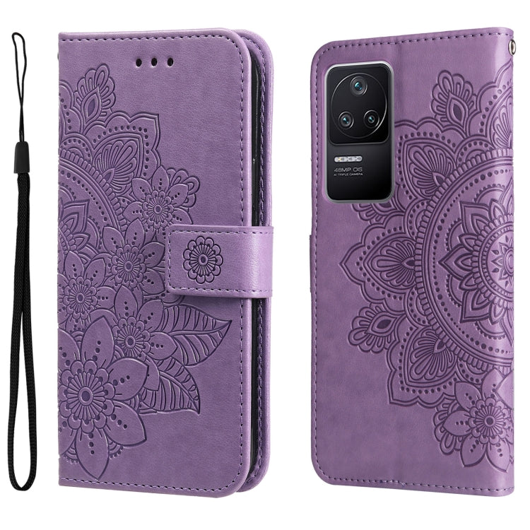 Custodia in pelle goffrata con fiori a 7 petali, For Xiaomi Redmi K40S / Poco F4, For Xiaomi Redmi Note 11T Pro/Poco X4 GT
