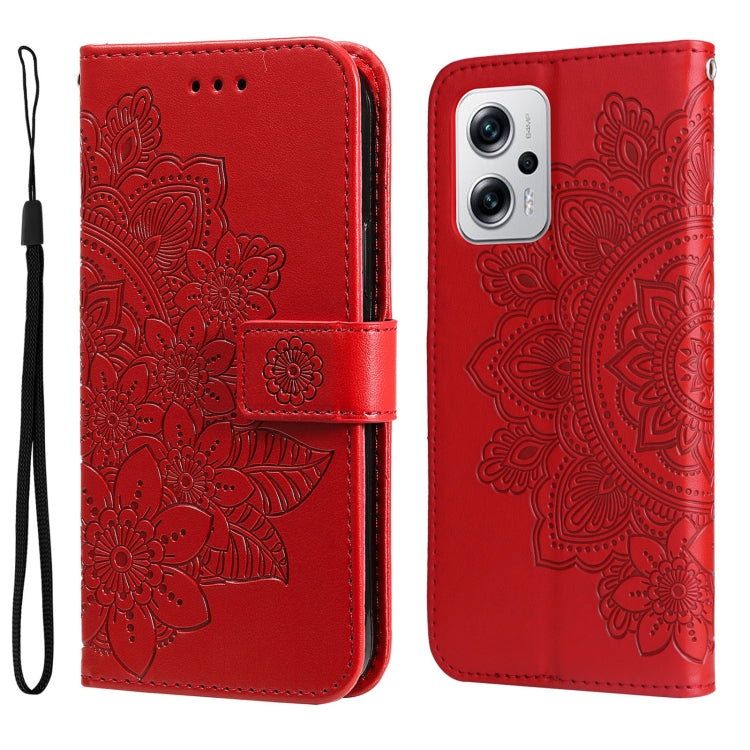 Custodia in pelle goffrata con fiori a 7 petali, For Xiaomi Redmi K40S / Poco F4, For Xiaomi Redmi Note 11T Pro/Poco X4 GT