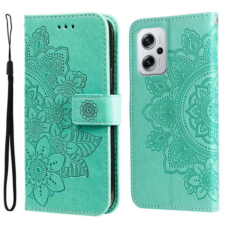 Custodia in pelle goffrata con fiori a 7 petali, For Xiaomi Redmi K40S / Poco F4, For Xiaomi Redmi Note 11T Pro/Poco X4 GT