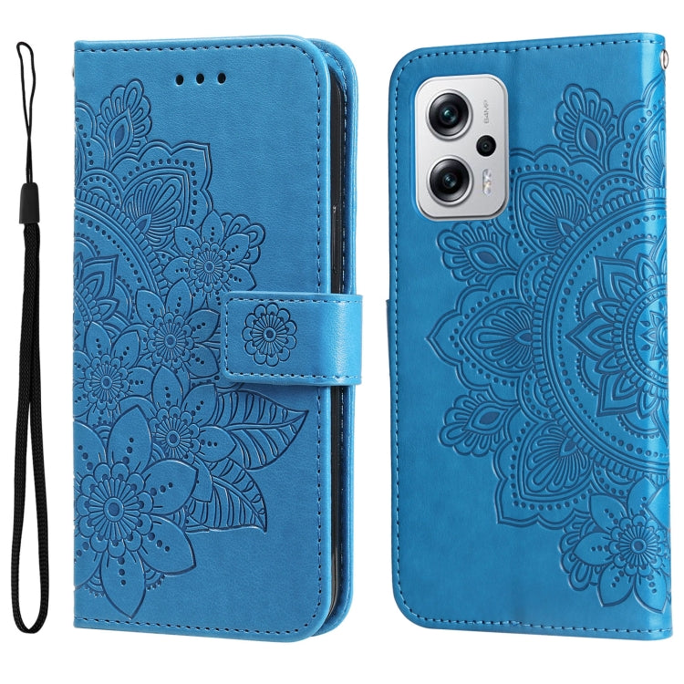 Custodia in pelle goffrata con fiori a 7 petali, For Xiaomi Redmi K40S / Poco F4, For Xiaomi Redmi Note 11T Pro/Poco X4 GT