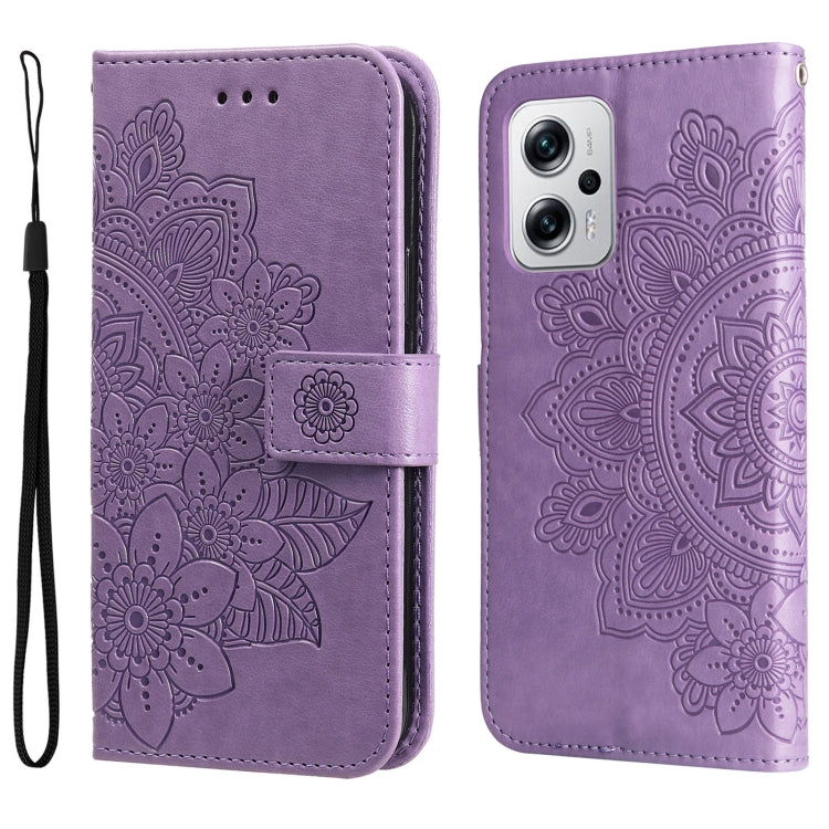 Custodia in pelle goffrata con fiori a 7 petali, For Xiaomi Redmi K40S / Poco F4, For Xiaomi Redmi Note 11T Pro/Poco X4 GT