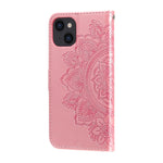Custodia portafoglio in pelle goffrata per iPhone 14 Plus