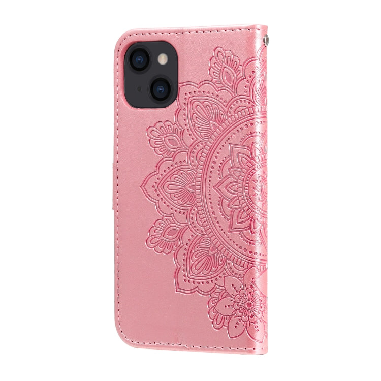 Custodia portafoglio in pelle goffrata per iPhone 14 Plus