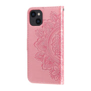 Custodia in pelle goffrata con fiori a 7 petali, For iPhone 14, For iPhone 14 Plus, For iPhone 14 Pro, For iPhone 14 Pro Max