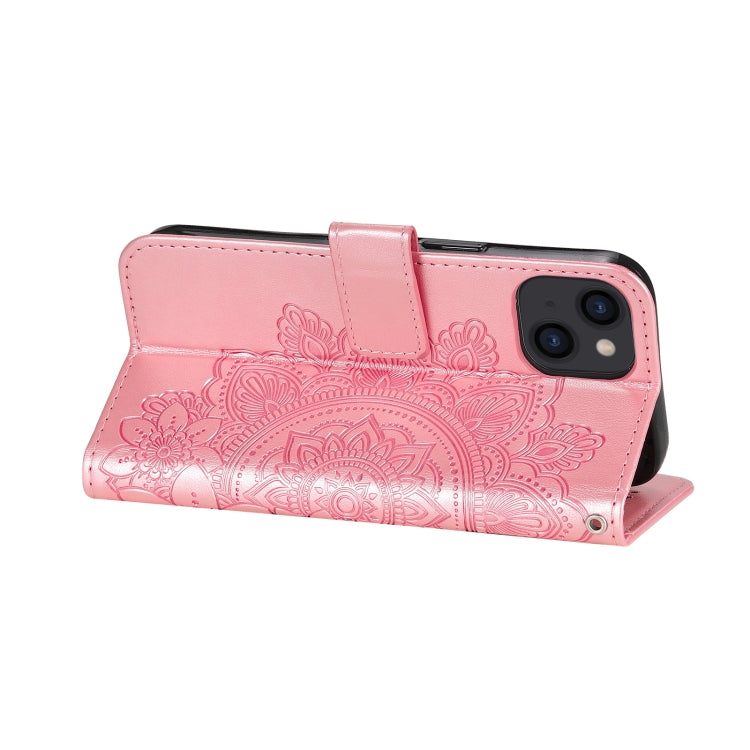 Custodia portafoglio in pelle goffrata per iPhone 14 Plus
