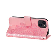 Custodia in pelle goffrata con fiori a 7 petali, For iPhone 14, For iPhone 14 Plus, For iPhone 14 Pro, For iPhone 14 Pro Max