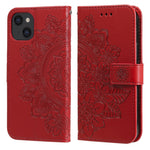 Custodia portafoglio in pelle goffrata per iPhone 14 Plus