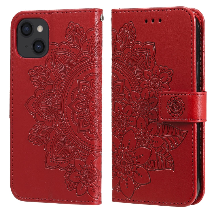 Custodia portafoglio in pelle goffrata per iPhone 14 Plus