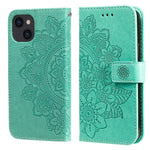 Custodia portafoglio in pelle goffrata per iPhone 14 Plus