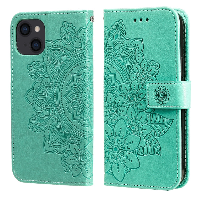 Custodia portafoglio in pelle goffrata per iPhone 14 Plus