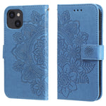 Custodia portafoglio in pelle goffrata per iPhone 14 Plus