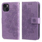 Custodia portafoglio in pelle goffrata per iPhone 14 Plus