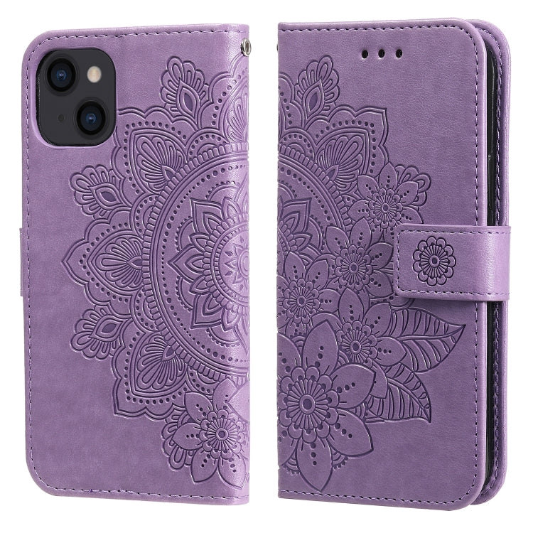 Custodia portafoglio in pelle goffrata per iPhone 14 Plus