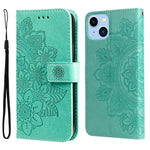 Custodia portafoglio in pelle goffrata per iPhone 14 Plus