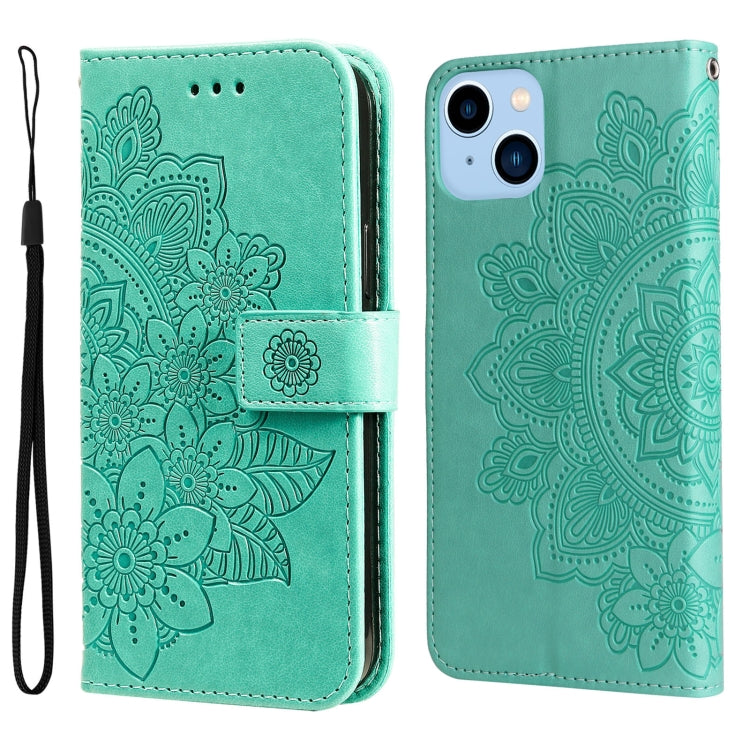 Custodia portafoglio in pelle goffrata per iPhone 14 Plus