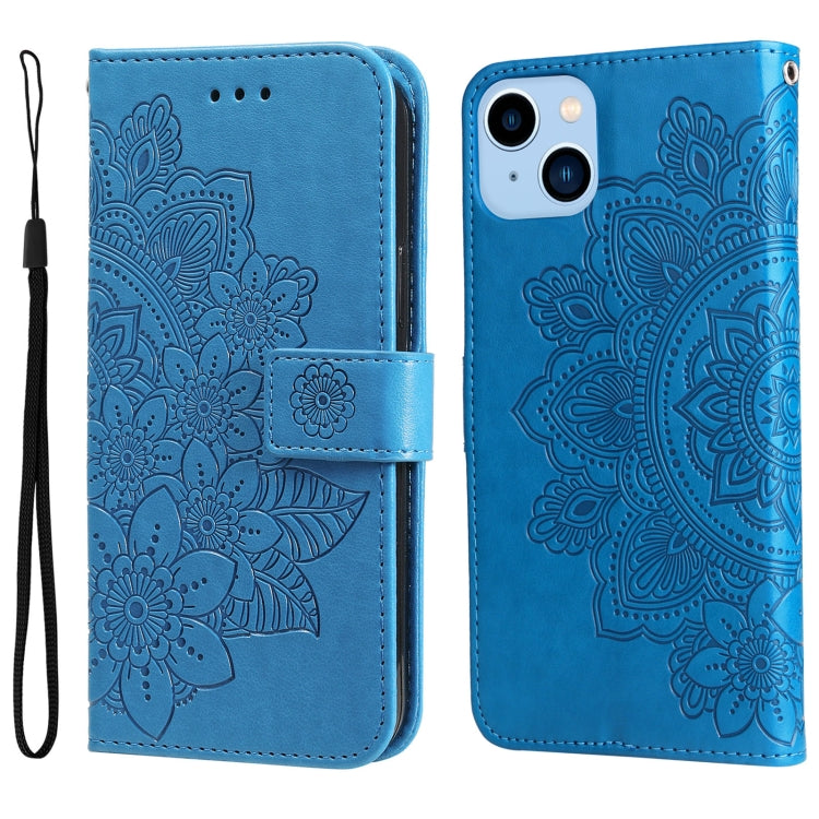 Custodia portafoglio in pelle goffrata per iPhone 14 Plus